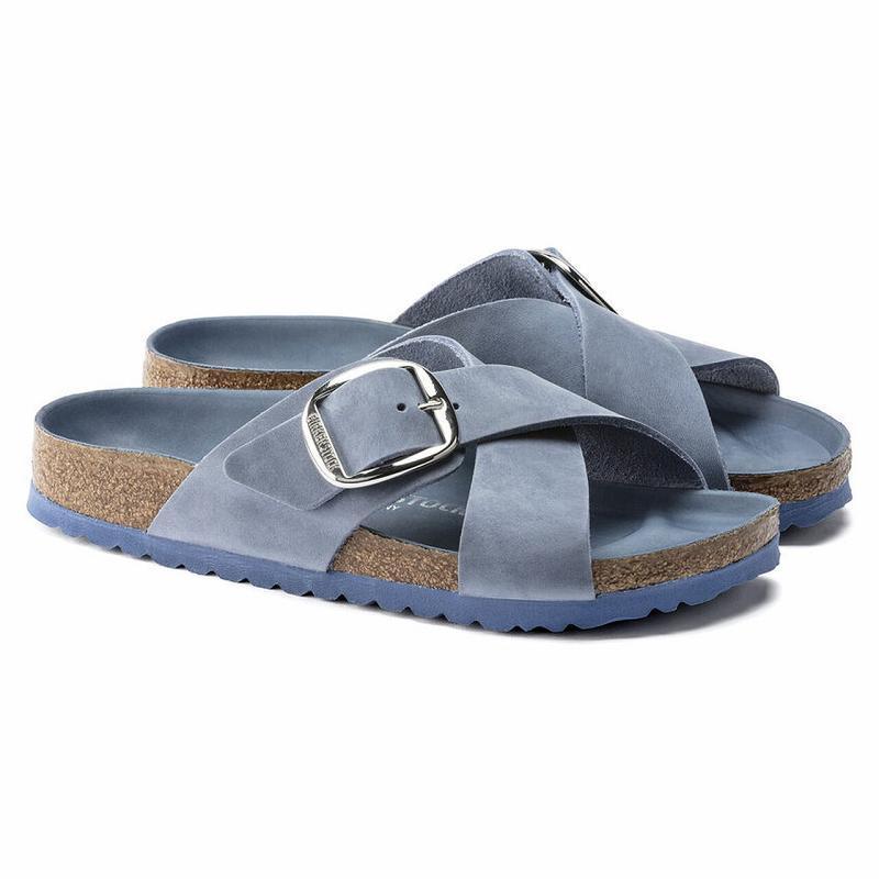 Birkenstock Siena Big Přezkou Oiled Læder Sandaler Dame Blå | DK 356XYU